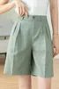 Women's Shorts Five Point Linen Pants Summer Commuting Pink Slimming High Waisted A-line Suit Casual