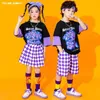 Garçons hip hop imprimement tshirt street danse shorts filles volumes de roussin violet