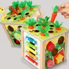 Party Favor Children's's Gift Multifinectional Treasure Coffre jouant le piano en train de retirer les carottes et de jumeler des fruits avec des blocs de construction