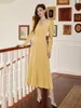 Платья для вечеринок осень/зима 2024 г. V-образное вырезок желтый платье A-Line Коктейль с полным рукавом Элегантный ужин