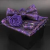 Nek Tie set solide polyester paisley bowtie zakdoek manchetknopen set mannen mode vlinder feestje bruiloft strikjes zonder doos nieuwheid cadeau