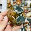 Dekorativa figurer Naturliga färgglada Ocean Stone Palm Gemstone Smooth Polished Pebble Reiki Healing Chakra Home Decoration