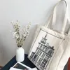 Einkaufstaschen Frauen Retro -Canvas -Umhängetaschen Architektur Skizze Ölmalbücher Harajuku Ulzzang Japanische Handtaschen Tote