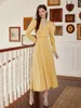 Платья для вечеринок осень/зима 2024 г. V-образное вырезок желтый платье A-Line Коктейль с полным рукавом Элегантный ужин