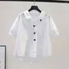 Blouses pour femmes Bloues blanches Femmes Tourndown Collier de broderie Coton Coton Mesdames Loose Fashion Sweet Thin Shirt Summer Top Q752