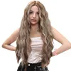 Fashionable camel gold highlight dyed wavy curly Japanese high-temperature silk T-shaped front lace wig