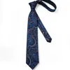 Cravate de cou Set Mens Necktie Blue Gold Paisley Silk Time de mariage pour hommes Mandkerchief Cuffushs Set Business Party New Designer MJ-7108