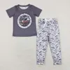 Set di abbigliamento bambini all'ingrosso bambini a maniche corte grigie camicia anatra per bambini pantaloni tascabili pantaloni da tasca per bambini