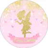 Decorazione per feste Allenjoy Golden Angel Pink Round Sfondi Round Circle Cover Cover Butterfly Birthday Girl Baby Shower Pocall