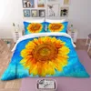 Ensemble de literie motif de tournesol 3D Home Textile Couper à couverture d'oreiller Simple Boy and Girl Set Single Double Bed