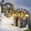 Ny liten öppen dörren, Dragon dörrfönster dekorativa tillbehör hartshantverk trädgårdsdekoration