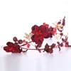 Clips de cheveux Couleur rouge Crystal Flower Bandband Hairband