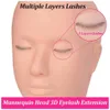 Mannequin têtes lashprofessor cils fausses humains humains plats poupées multiples yeux pour pratiquer l'outil facteur de 3 couches Q240510