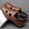 Casual Shoes Summer Men's Soft Leather Hollowed Out Beef Senon Sole Cave Breattable Loafers D128