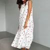 Vêtements à domicile Europe et américain Cross-Border Sling Round Nork Nightss Love Love Imprimé Pajamas2024 Coton de crêpe de printemps de Spring