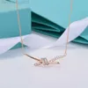 Desginer Tiffanyjewelry Bracelet Nieuwe Knott Home Knot ketting vrouw Gu Ailing dezelfde stijl 18K Plating True Gold Bowknot Collar Chain Exquisite Temperament