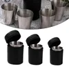 Flacons de hanche tasses en acier inoxydable portables robustes avec boîtier 30/70/160 ml 4pcs / ensemble Black Contress Lightweight Brand