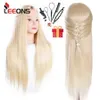 Mannequin -Heads Berufstraining Head 65cm Natural Barber Practice Human Model Doll 7 Stile mit Klammern Q240510