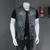 Dimusi erkek denim yelek vintage moda tasarım retor kolsuz ceketler erkek sokak kıyafeti yırtık delik punk jean yelek giyim 240509