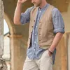 Men's Vests Men Vest Cotton Linen Waistcoat Classic British Summer Sleeveless Skin Friendly And Sweat Absorbing Thin Coats Terno Masculino