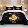 Ensembles de literie 10 tailles Gold Butterfly Set Luxury Black Hover Cover Lits Coubitre imprimé 3D pour le lit pour adultes