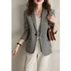 Women's Suits Insozkdg Spring Jacket Coats Women Skinny Plaid Outerwears Korean Fall Clothes Simple Stylish Promotion Check Blazer Woman