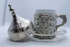 Cups Saucers Turkish Coffe Cup Silver Color Espresso Set Anatolian Ottoman Greek Tulip Design Made In Turkey Gift Winter Kitchen