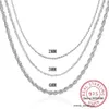 Hangers Sterling Sier 2/3/4mm 16-24 inch touwketting ketting voor mannen Vrouwen mode punk trouwfeest geschenken sieraden