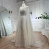 Robes de fête SERENE HILL Dubai Beige Cape Sleeves Elegant A Line Luxury Baided Robes de soirée pour les femmes Wedding 2024 CLA72308