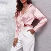 Blouses pour femmes pour femmes Boulieaux décontractés chemises en soie satin bouton blusas mujer elegantes y juvéniles