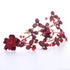 Clips de cheveux Couleur rouge Crystal Flower Bandband Hairband