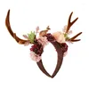 Party Supplies Elegant Antler Headband Hair Decors Christmas Deer Horn Flower Hairhoop