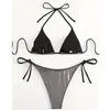 Costumi da bagno femminile su costume da bagno a 2 pezzi Glitter triangolo cravatta cravatta crash da bagno per crashing set di bikini