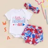 Ensembles de vêtements 4 juillet Baby Girl Turnits Born Born Bord Summer Rober Tops Shorts Quatrième Vêtements Independence Day Set
