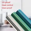 Window Stickers 60 av 400 cm Solar Green Silver Mirrored Isolation Film Sticker One Way Privacy for Home Office Building Decorative