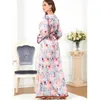 Etnische kleding bloemenprint maxi jurk vrouwen moslim abaya dubai kaftan marokkaanse caftan arabische robe feestjurk islamitische jalabiya