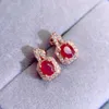 Stud -oorbellen natuurlijke echte rode robijn oorrang kleine ovale stijl 4 5 mm 0,5ct 2pcs edelsteen 925 Sterling zilveren fijne sieraden L24337