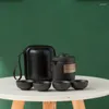 Ensembles de voiles de thé Black Crockery Ceramic Teapot Gaiwan Tea Tass Portable Travel Set Drinkware 1pot 4cups