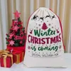 가방 장식 캔버스 크리스마스 모노그램 가능한 큰 산타 클로스 드로 스트링 백와 함께 고리 모노그램 가능한 크리스마스 선물 자루 백 1102