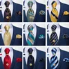 Nek Tie Set Men Tie Navy Goud gestreepte ZAKELIJKE ZAKELIJKE FIMALE Ntralchief Makijker Cuffinks Ring Set Jacquard Woven Silk Wedding Tie