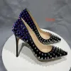 Mix colors All Spikes Rivets Cover Shoes Women Leather Super High Heels 8 / 10 / 12 Cm Wedding Party Ladies Plus Size 43 44 45