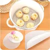 Double Chaudières Blanc Round Round Bamboo Steater Mat Paper Paper Silicone Non Stick Tafs Buns Baking Pentry Dim Sum Mesh Cooking Accessoires