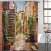 Shower Curtains Ancient Italian Street In Small Provincial Town Europe Curtain Waterproof Fabric For Bathroom Decoration Bath