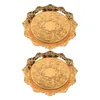 Ensembles de vaisselle 2 pcs plaque d'or Pane à gâteau rond en fer Fruits de rangement Affichage de rangement DÉCROSS