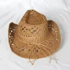 Berets Hollow Out Hand Mated Prew Taving Cowgirl Hat Novelty Cowboy Summer Beach Western Fancy Doids Accessoire