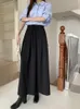 Saias Moda Mulher Elastic Black Cantura alta plissada verão marrom elegante elegante casual slim a-line saia longa roupas femininas roupas modernas