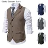 Coletes masculinos de colete marrom vintage single single bastted spryt brand casat formal colar vestido de colarinho smoking