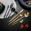 Dinnerware Sets 16Pcs Gold Stainless Steel Cutlery Set Knife Fork Spoon Matte Tableware Wedding Birthday Silverware Dinner