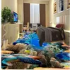 Bakgrundsbilder PVC Wall Paper Självhäftande golv Mural Marine World Dolphins Drap Tiles Modern Sticker 3D