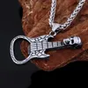 Chains Fashion Design Stainless Steel Guitar Skull Necklace Men Women Personality Color Punk Hip Hop Pendant Gift For Boyfriend